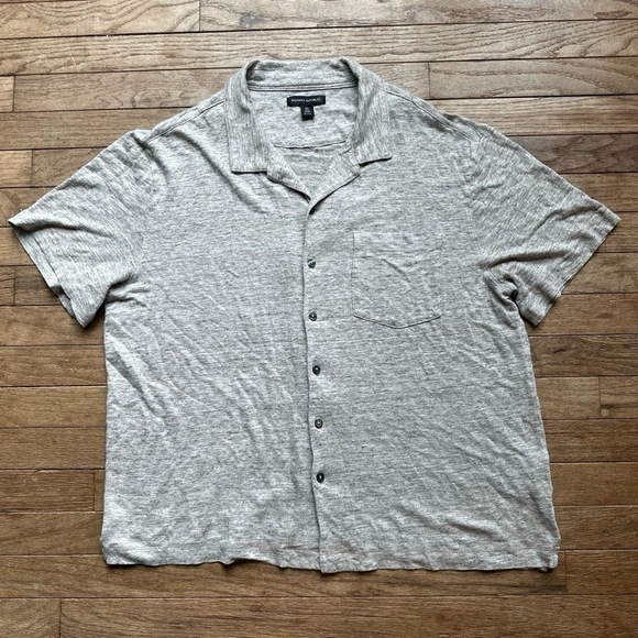 Banana Republic Linen Short Sleeve Resort Shirt Mens Size XL Beige Casual - Picture 2 of 7